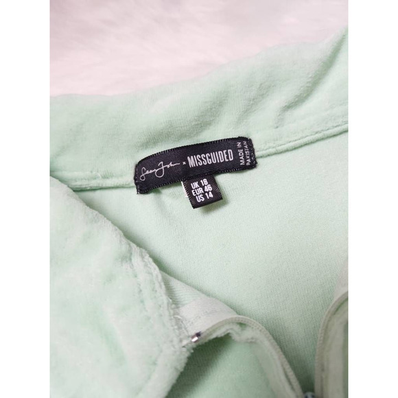 Missguided Womens Cropped Sweatshirt Green Fitted Long Sleeve French Terry 14 - Picture 5 of 6